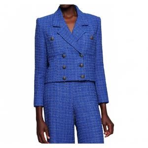 NEW MIRTO blue tweed db jacket in blue